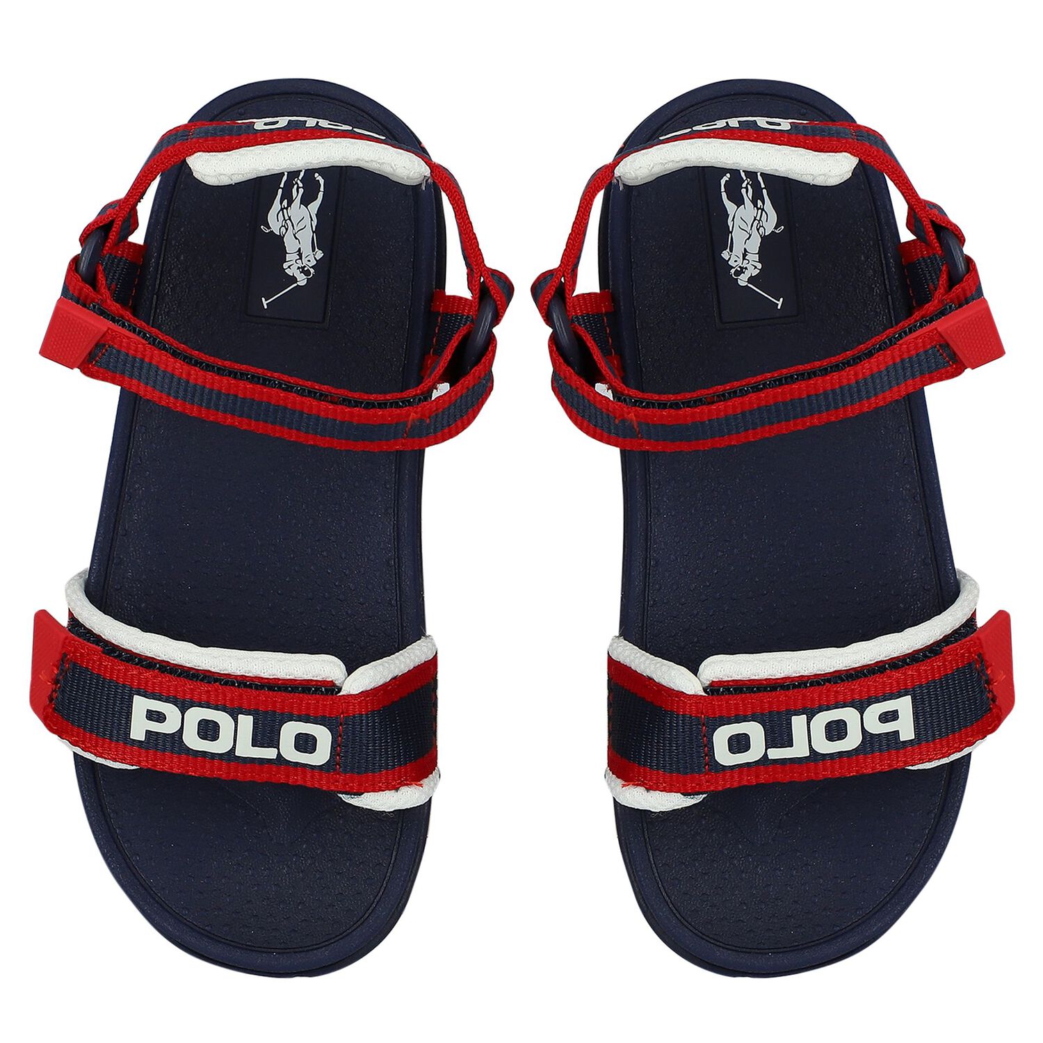 Boys Navy Blue & Red Sandals, 1, hi-res