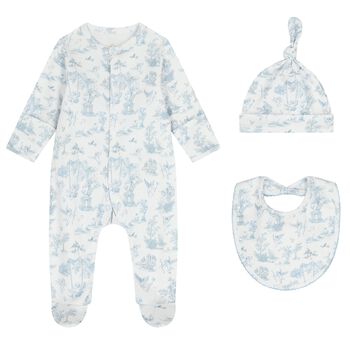 Baby Boys White & Blue Babygrow Gift Set 