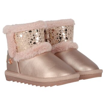 Younger Girls Rose Gold Faux Leather Boots