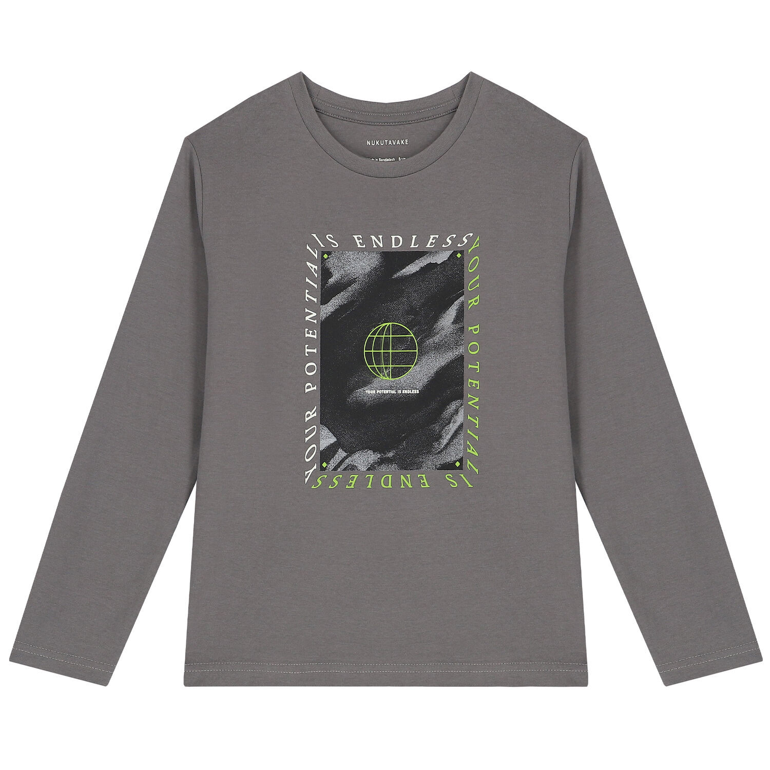 Boys Grey & Green Long Sleeve Top ( 2-Pack ), 1, hi-res