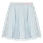 Girls Blue Sequin Tulle Skirt, 1, hi-res