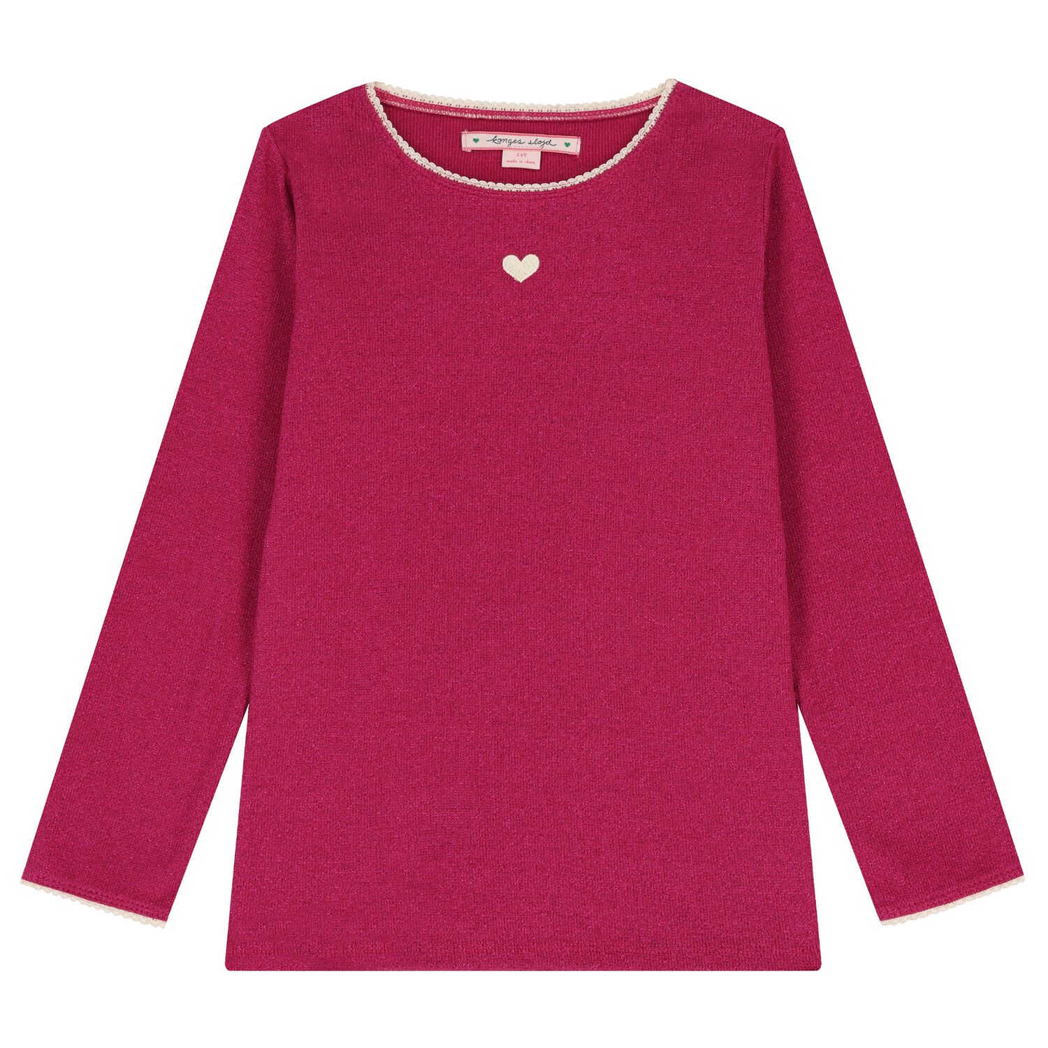 Girls Pink Heart Long Sleeve top, 2, hi-res