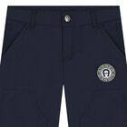 Boys Navy Blue Logo Shorts, 2, hi-res