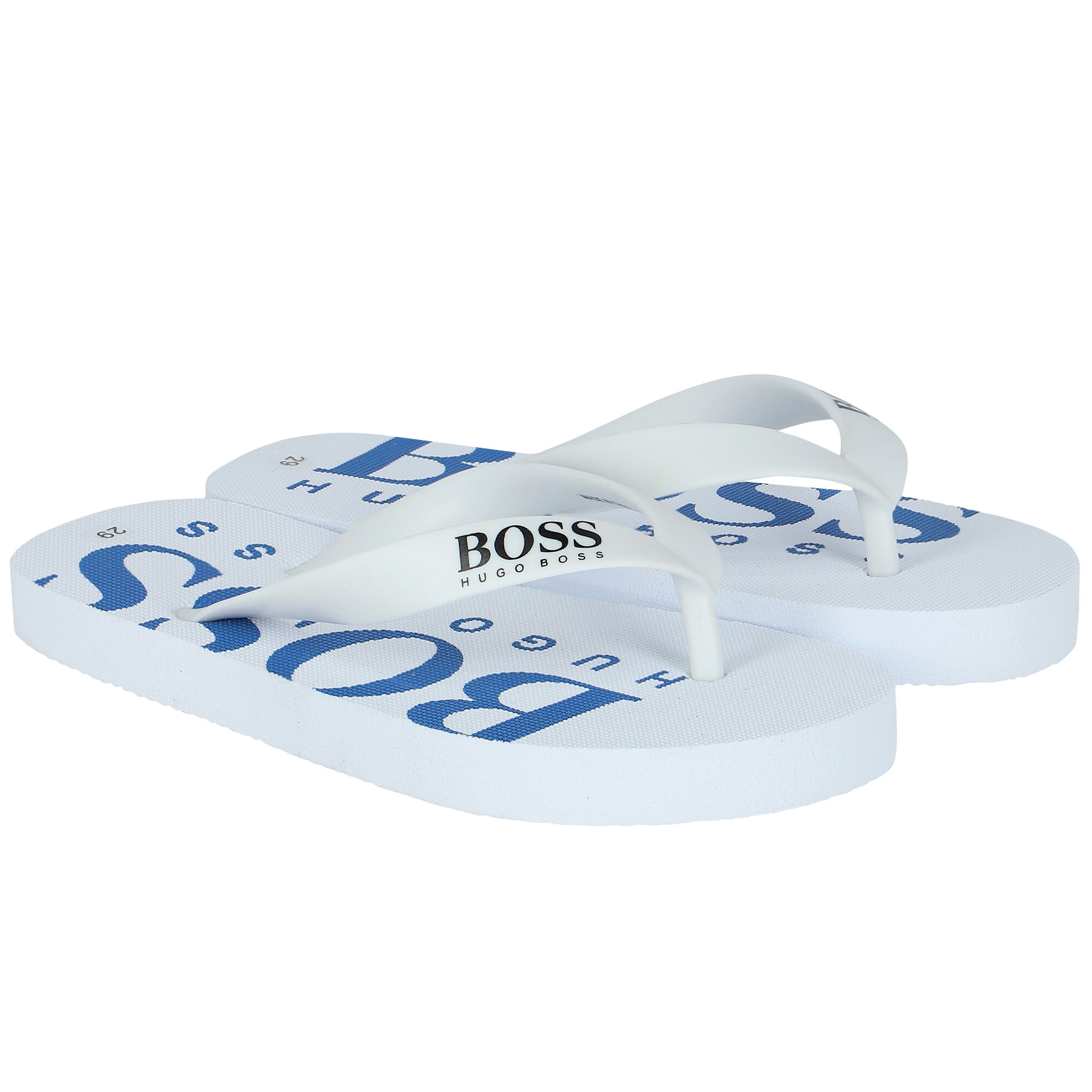 BOSS Boys White Flip Flops Junior Couture UK
