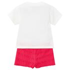 Girls White & Pink Shorts Set, 2, hi-res