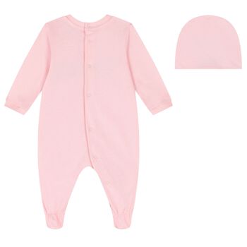 Baby Pink Teddy Bear Logo Babygrow Gift Set