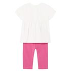 Younger Girls White & Pink Leggings Set, 1, hi-res