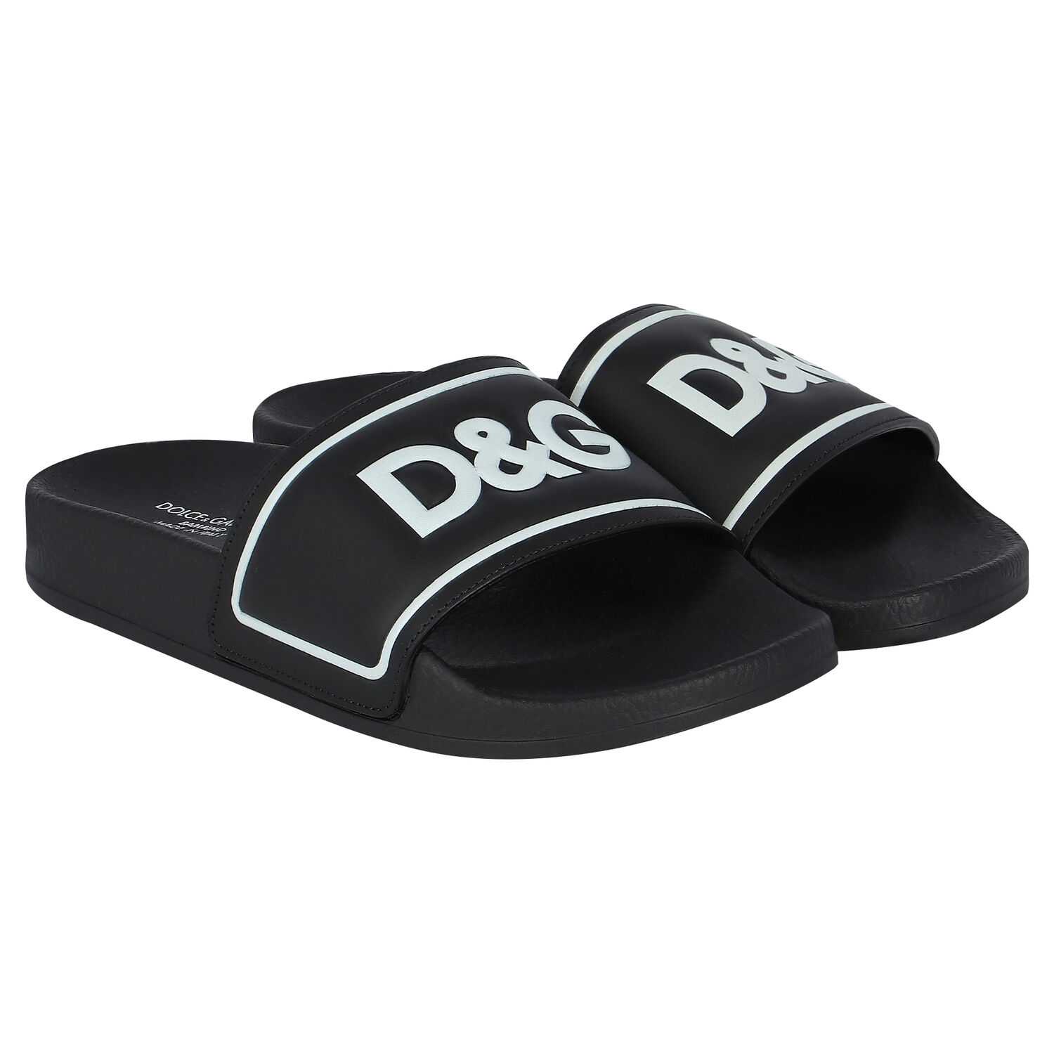 Black Leather Logo Sliders, 1, hi-res