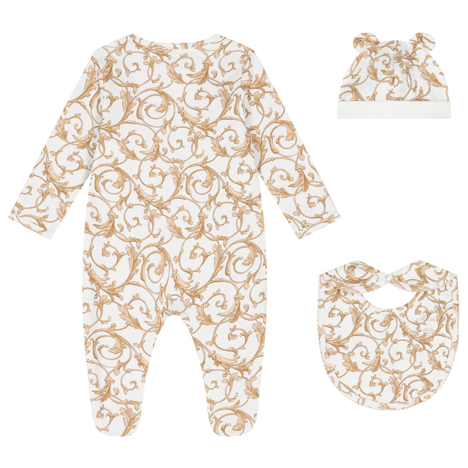 White & Gold Babygrow Gift Set (3 Piece), 1, hi-res