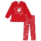 Girls Red Logo Leggings Set, 1, hi-res
