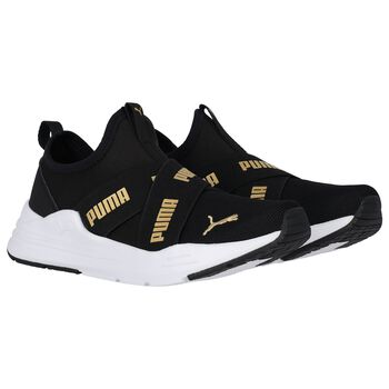 Boys Black Logo Slip On Trainers