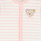 Baby Girls Ivory & Pink Striped Babygrow, 1, hi-res