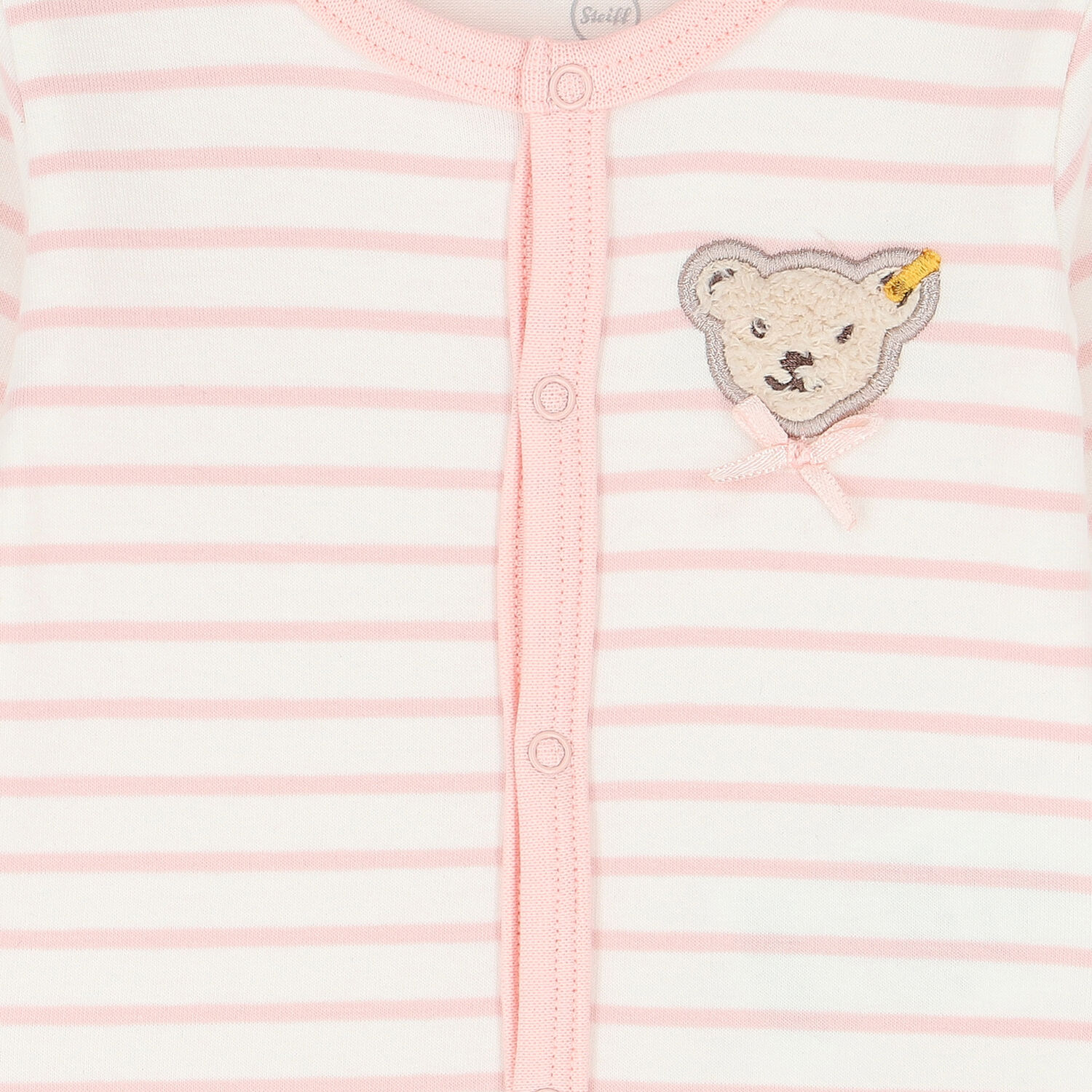 Baby Girls Ivory & Pink Striped Babygrow, 1, hi-res
