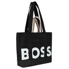 Girls Black Logo Tote Bag, 1, hi-res