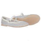 Girls White Diamante Ballerina Shoes, 1, hi-res