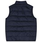 Boys Navy Blue Logo Reversible Gilet, 1, hi-res