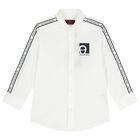 Boys White Logo Shirt, 1, hi-res