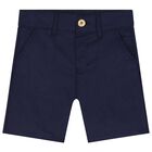 Younger Boys Navy Blue Logo Shorts, 2, hi-res
