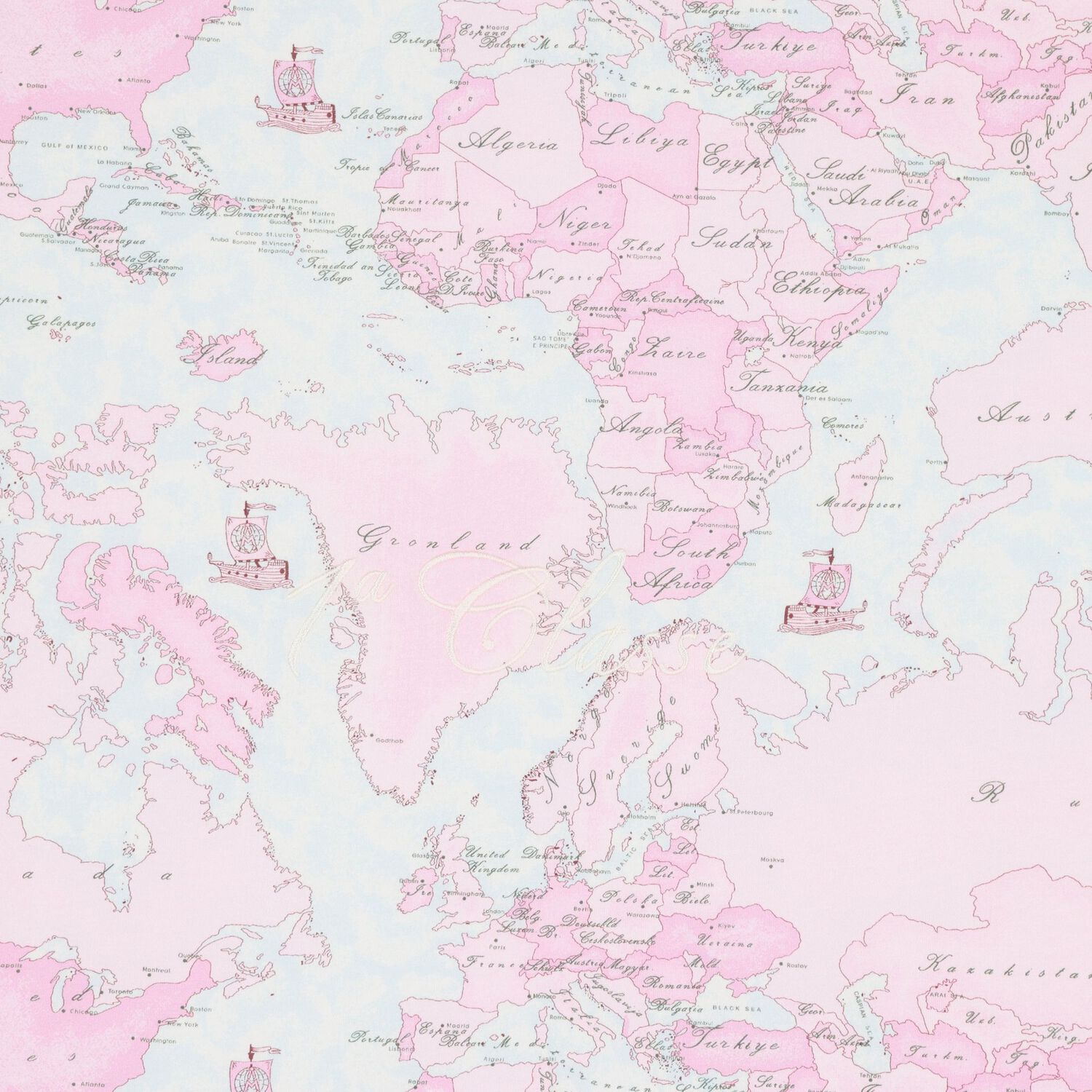 Baby Girls Ivory & Pink Geo Map Babygrow Gift Set, 2, hi-res