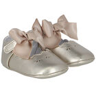 Baby Girls Gold Bow Pre Walker Shoes, 4, hi-res