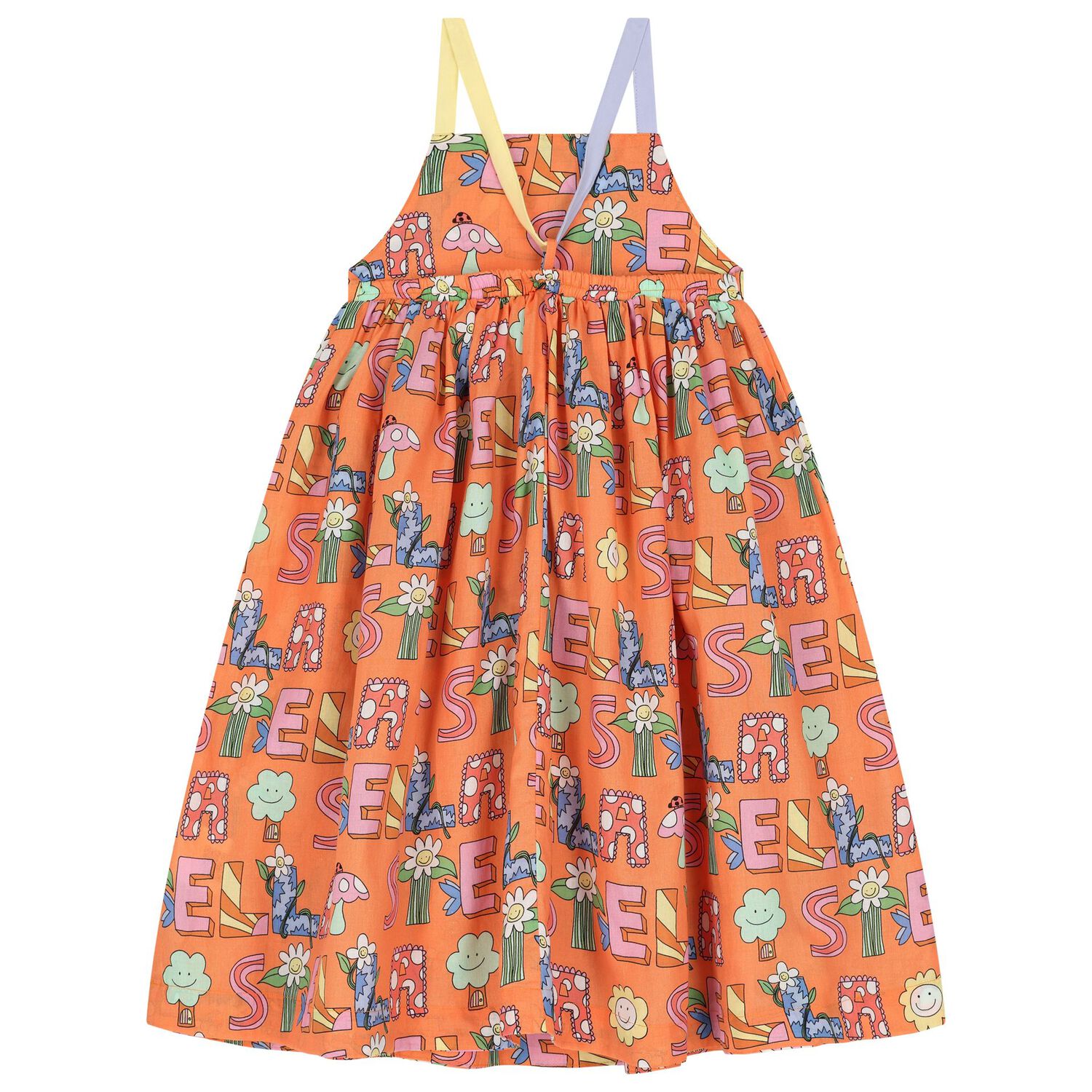 Girls Orange Logo Flower Dress, 1, hi-res image number null
