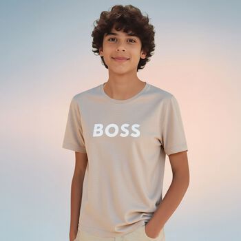 Boys Beige Logo T-Shirt