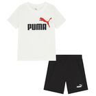 Boys White & Black Logo Shorts Set, 1, hi-res