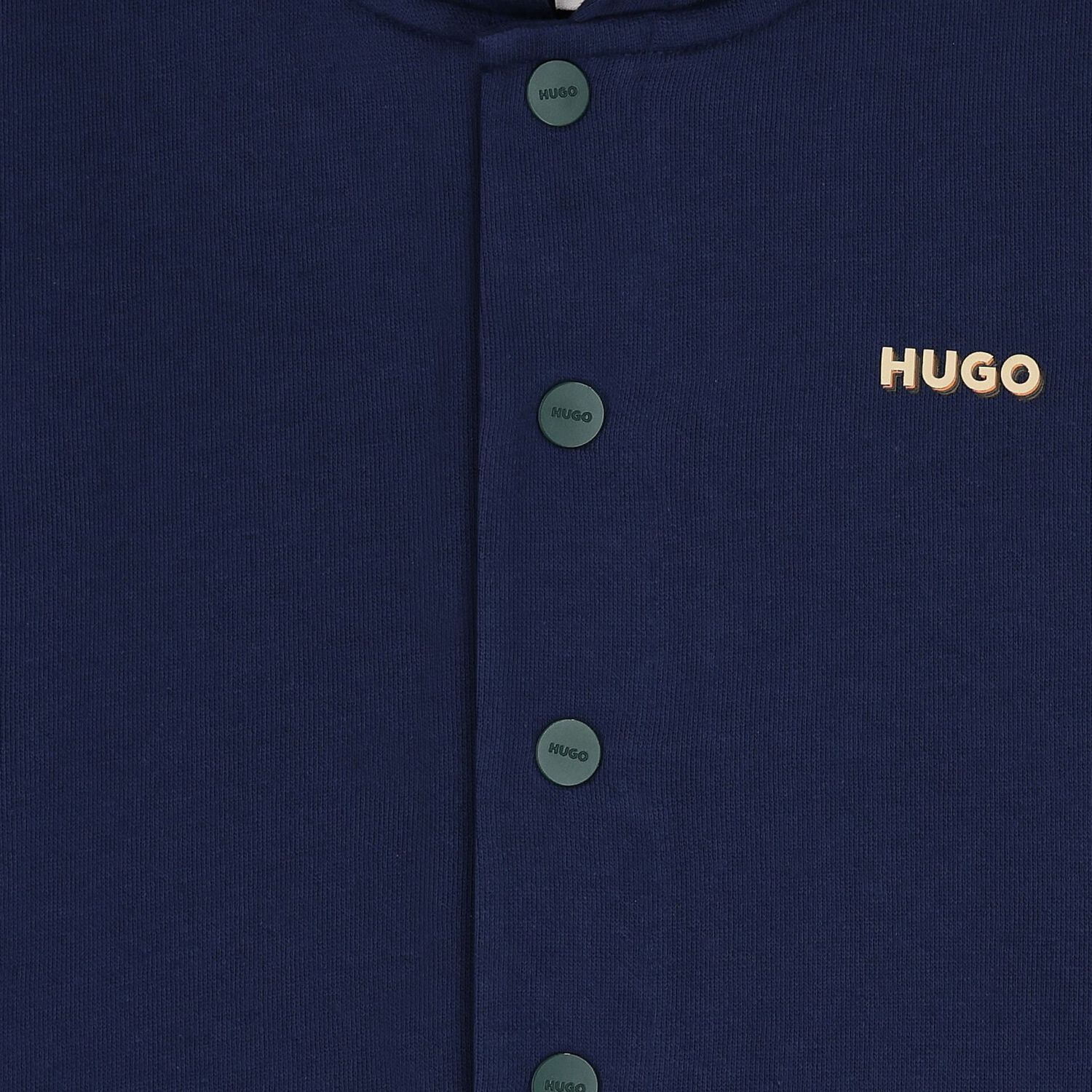 Boys Navy Blue Logo Hooded Top, 1, hi-res