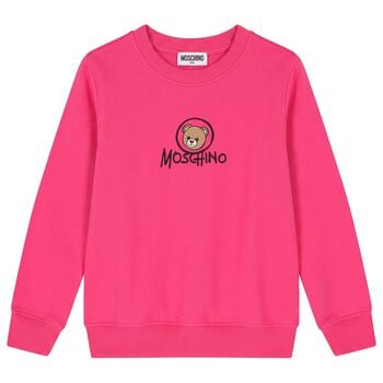Girls Pink Teddy Bear Logo Sweatshirt