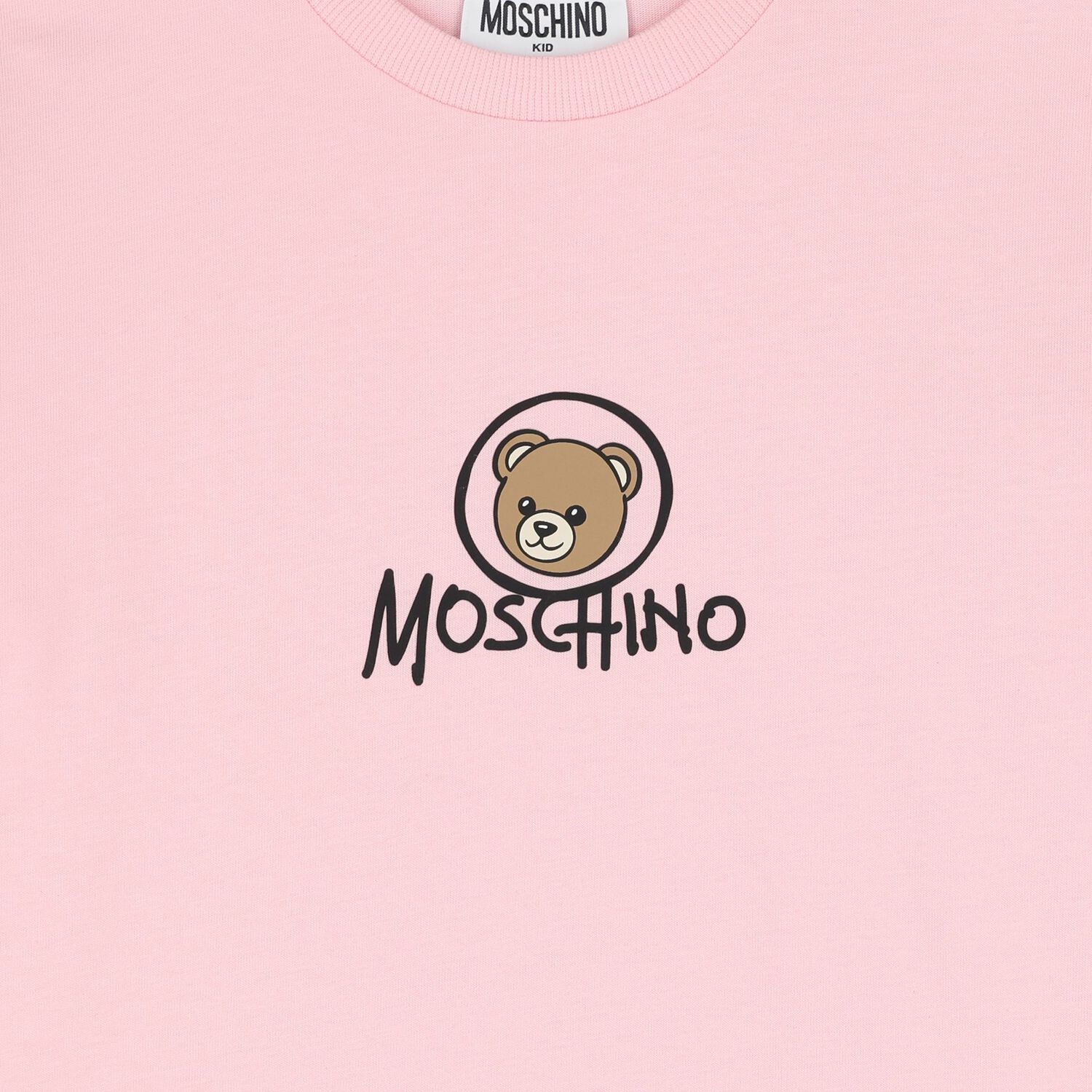 Girls Pink Teddy Bear Logo Long Sleeve Top, 4, hi-res