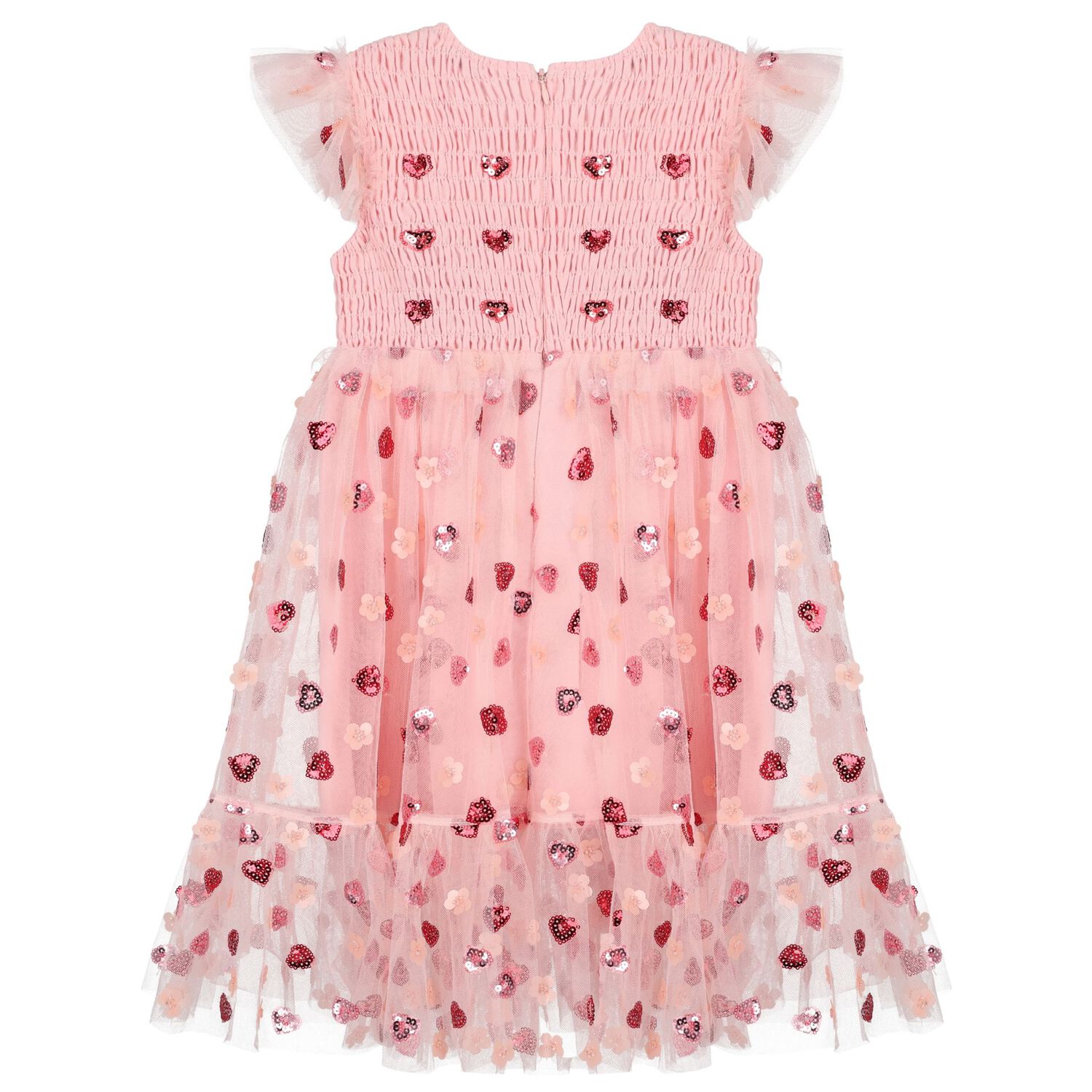 Girls Pink Heart Sequin Dress, 1, hi-res image number null