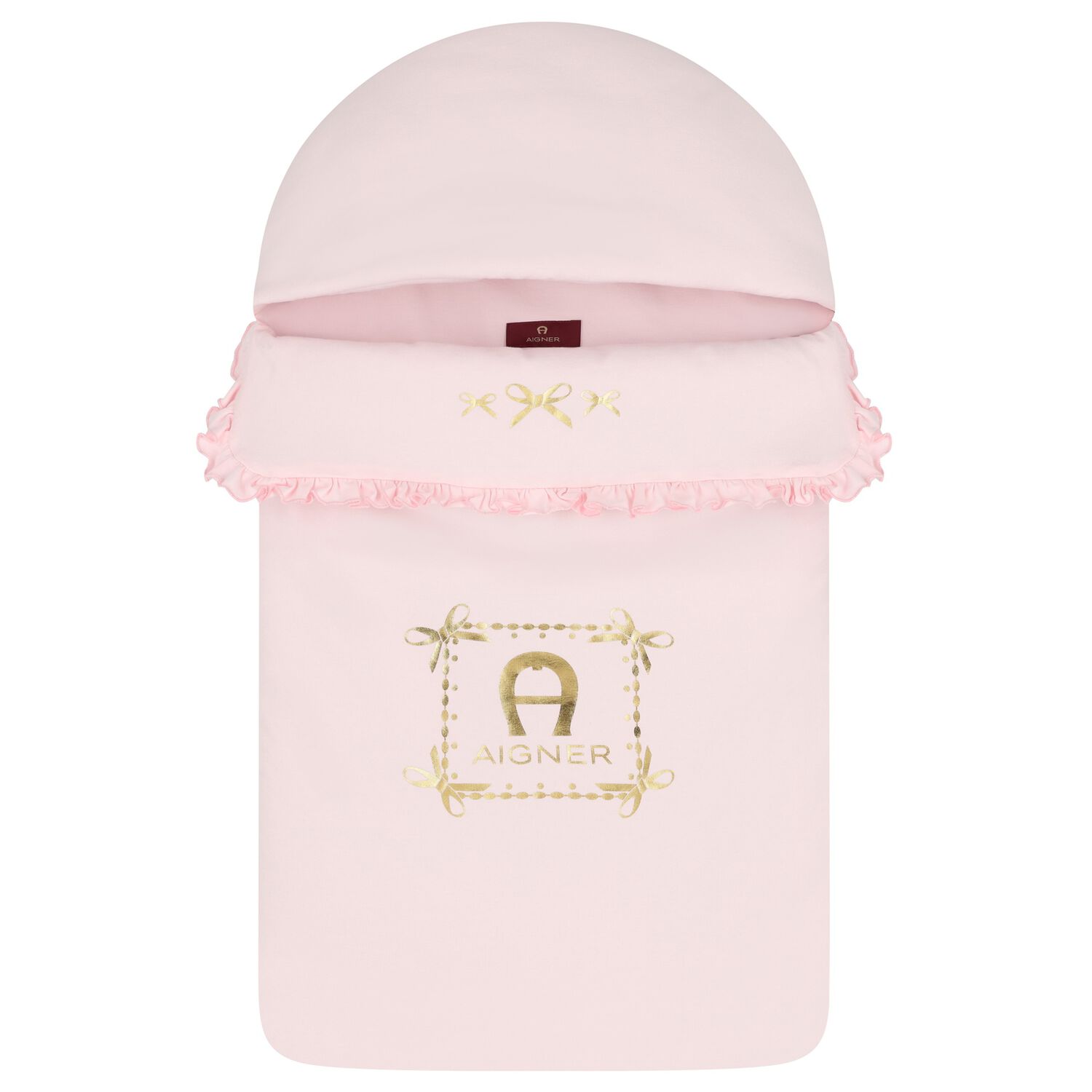 Baby Girls Pink & Gold Bow Logo Nest, 2, hi-res