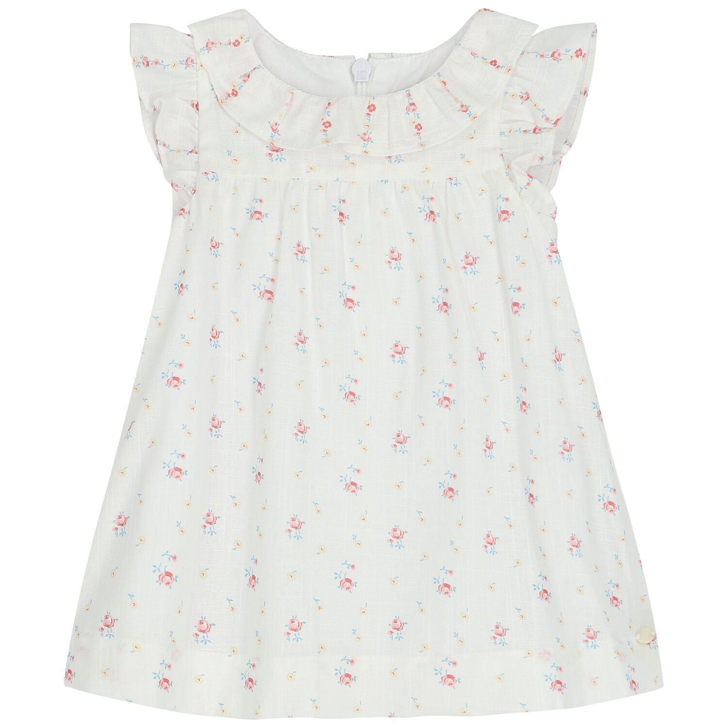 Younger Girls White Floral Dress, 1, hi-res