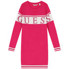 Girls Pink Logo Knitted Sweatshirt Dress, 2, hi-res