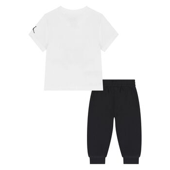 Younger Boys White & Black Jordan Trousers Set
