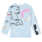 Girls Blue Logo Long Sleeve Top, 1, hi-res