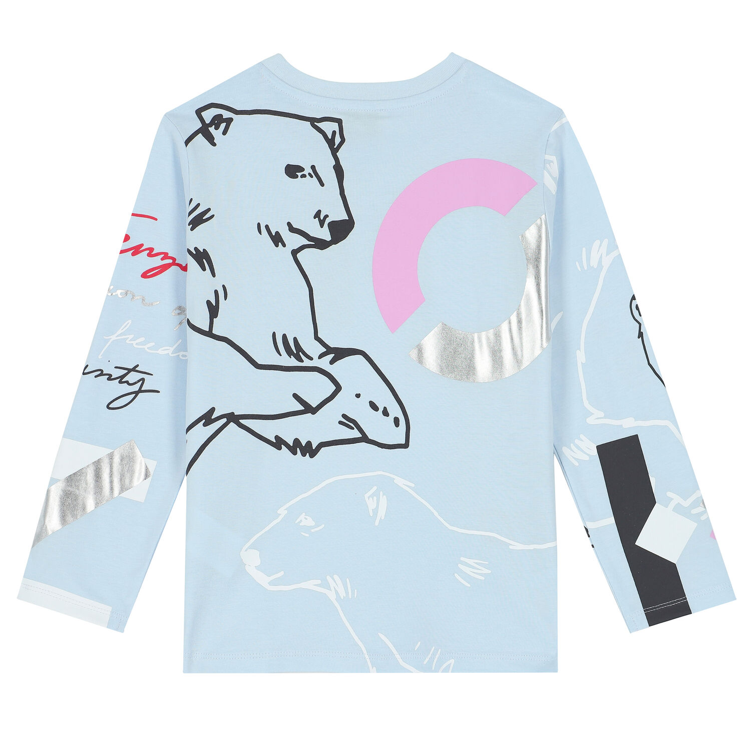 Girls Blue Logo Long Sleeve Top, 1, hi-res