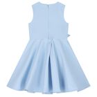 Girls Blue Satin Floral Dress, 3, hi-res