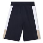 Boys Navy Blue Logo Shorts, 3, hi-res