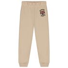 Boys Beige Tiger Logo Joggers, 1, hi-res