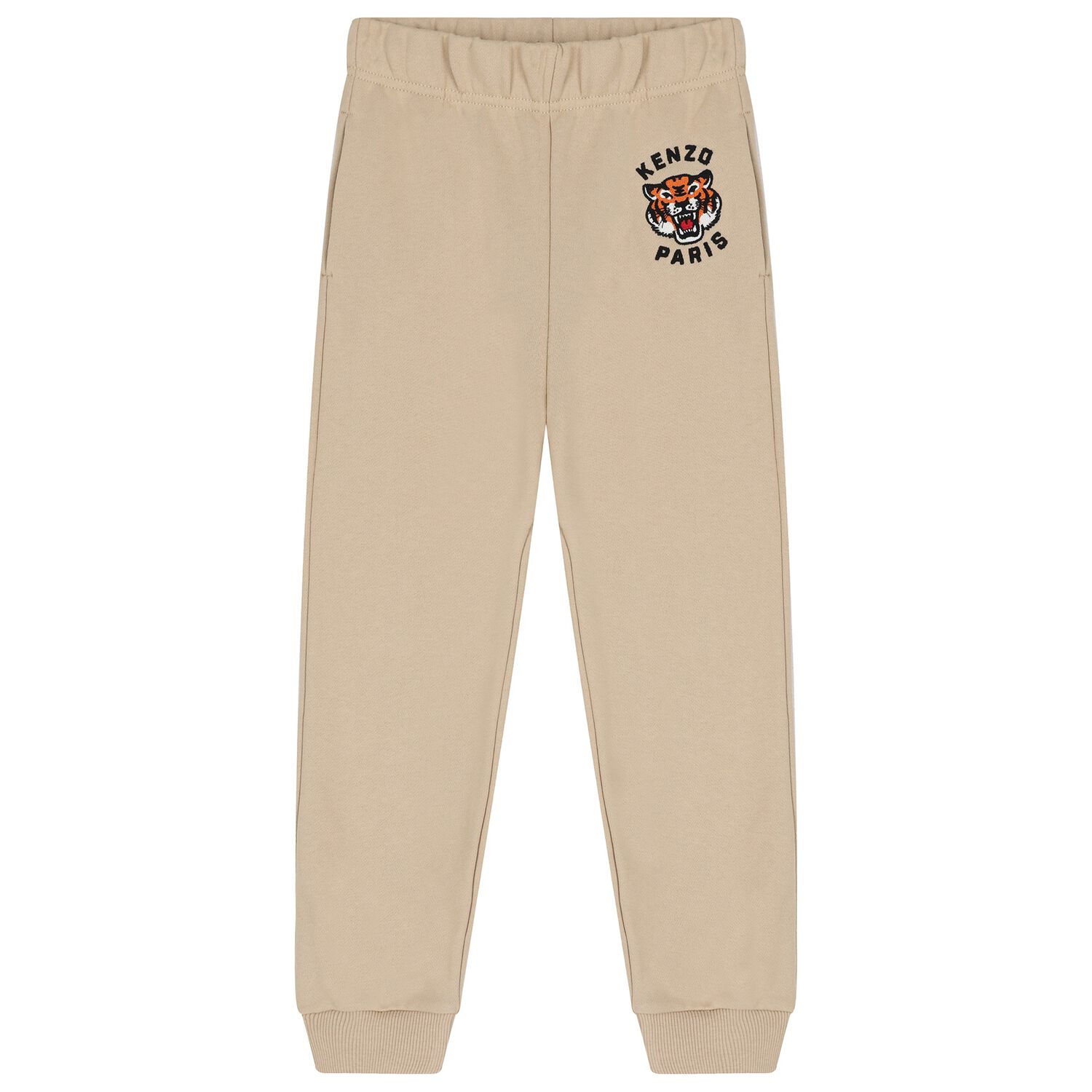 Boys Beige Tiger Logo Joggers, 1, hi-res image number null