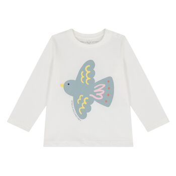 Younger Girls Ivory Bird Long Sleeve Top