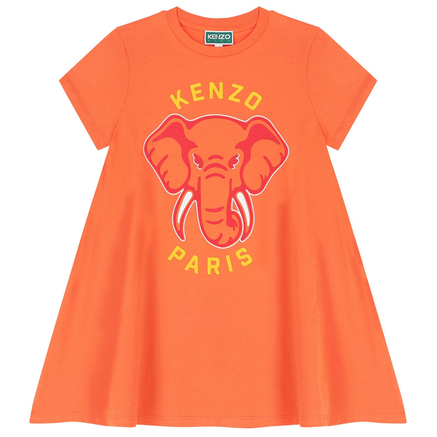 Girls Orange Elephant Logo Dress, 2, hi-res image number null