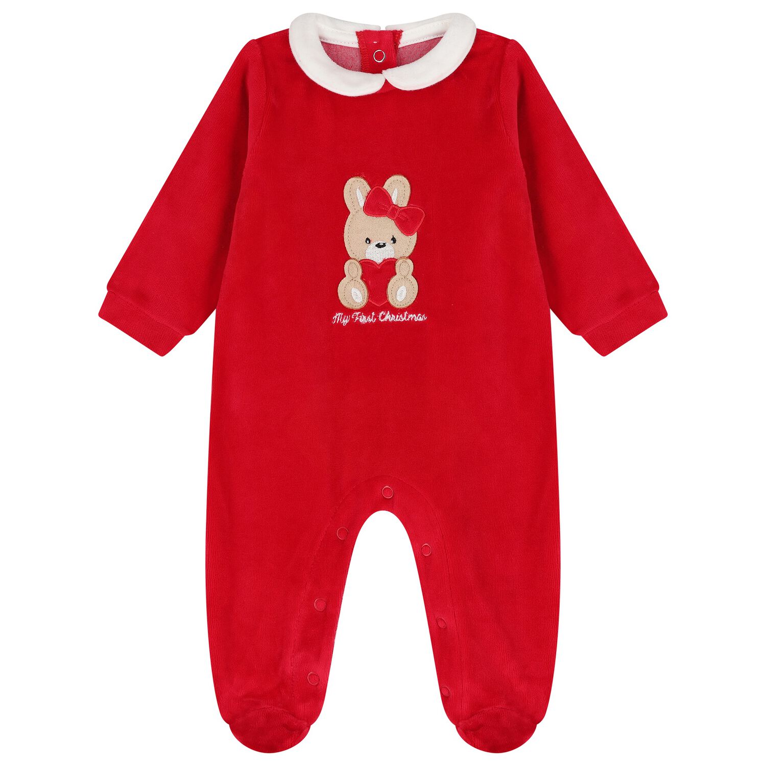 Baby Girls Red Christmas Bunny Babygrow, 1, hi-res