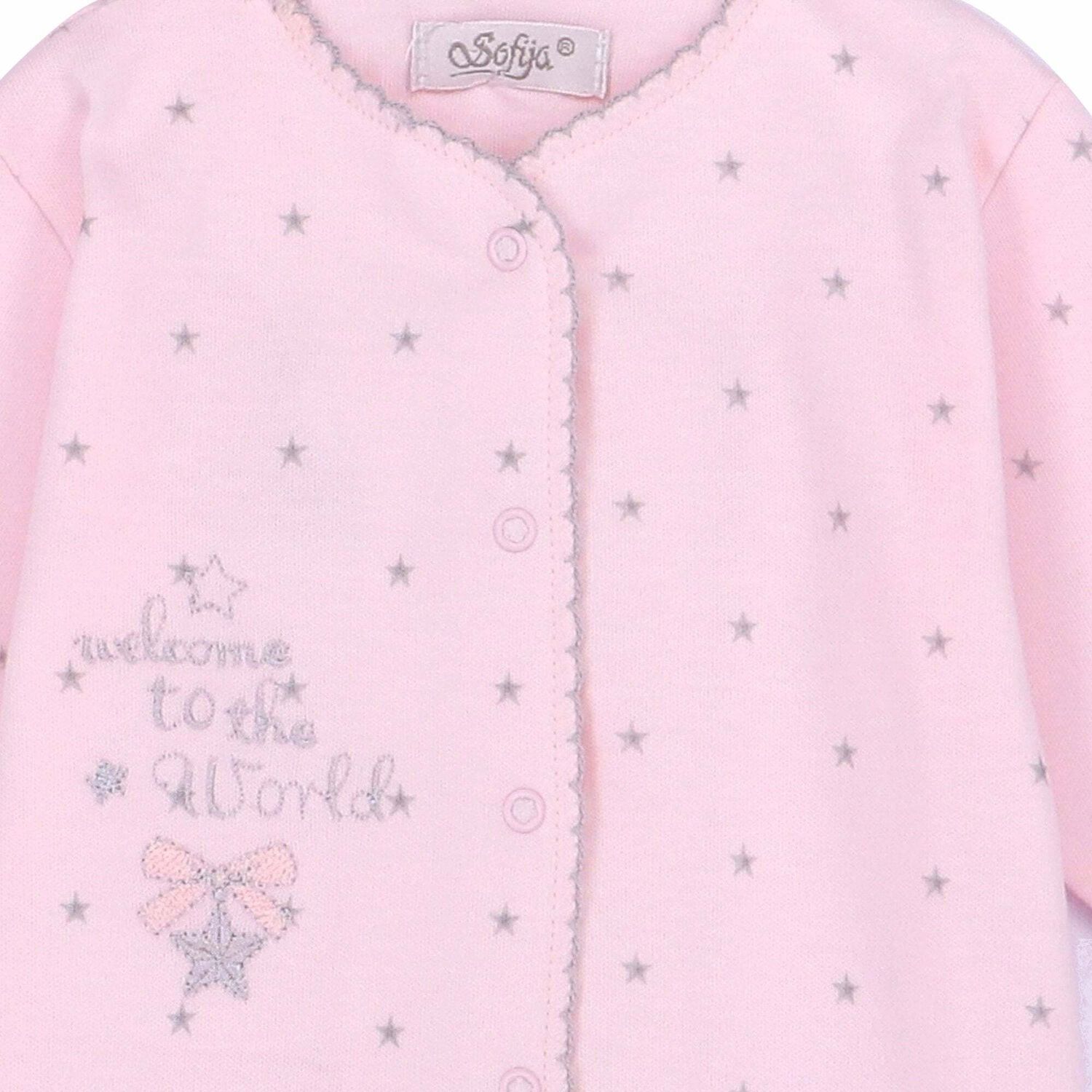 Baby Girls Pink Cotton Babygrow, 1, hi-res