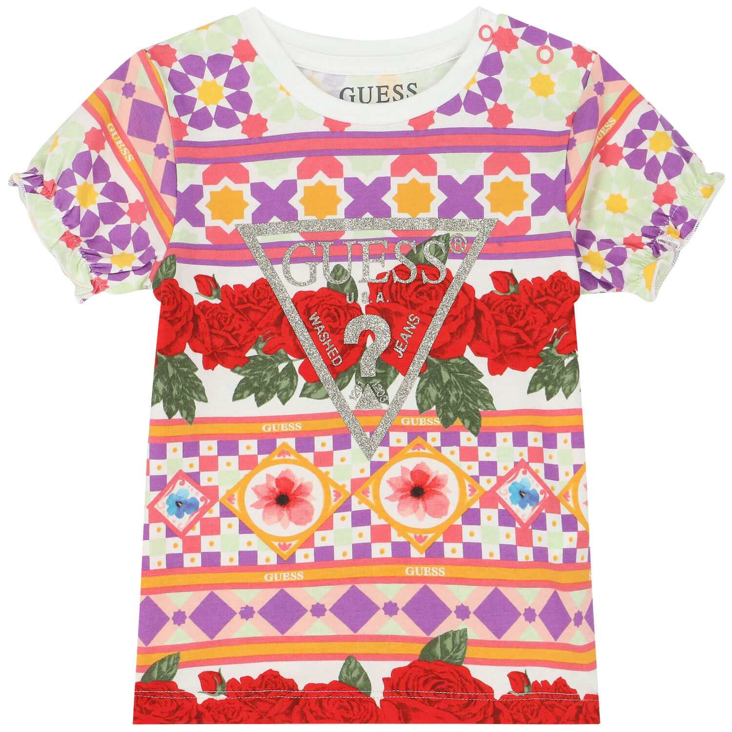 Baby Girls Red, White & Pink Logo Shorts Set, 1, hi-res