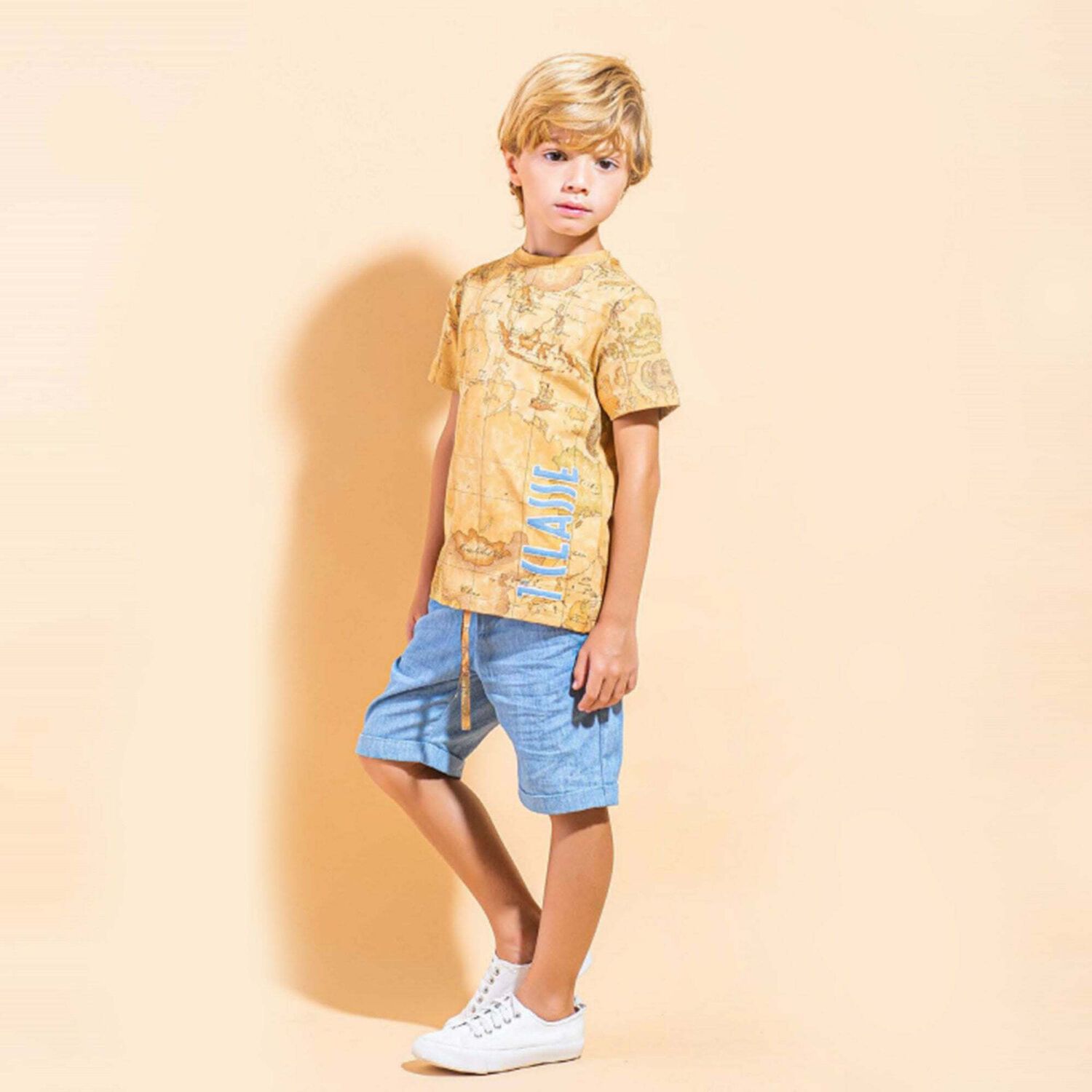 Boys Blue Denim Shorts, 1, hi-res