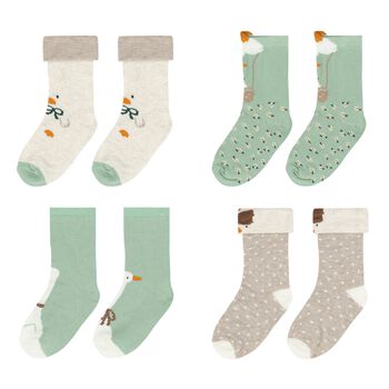 Baby Girls Green & Ivory Socks ( 4-Pack )