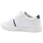Boys White & Navy Blue Logo Trainers , 1, hi-res