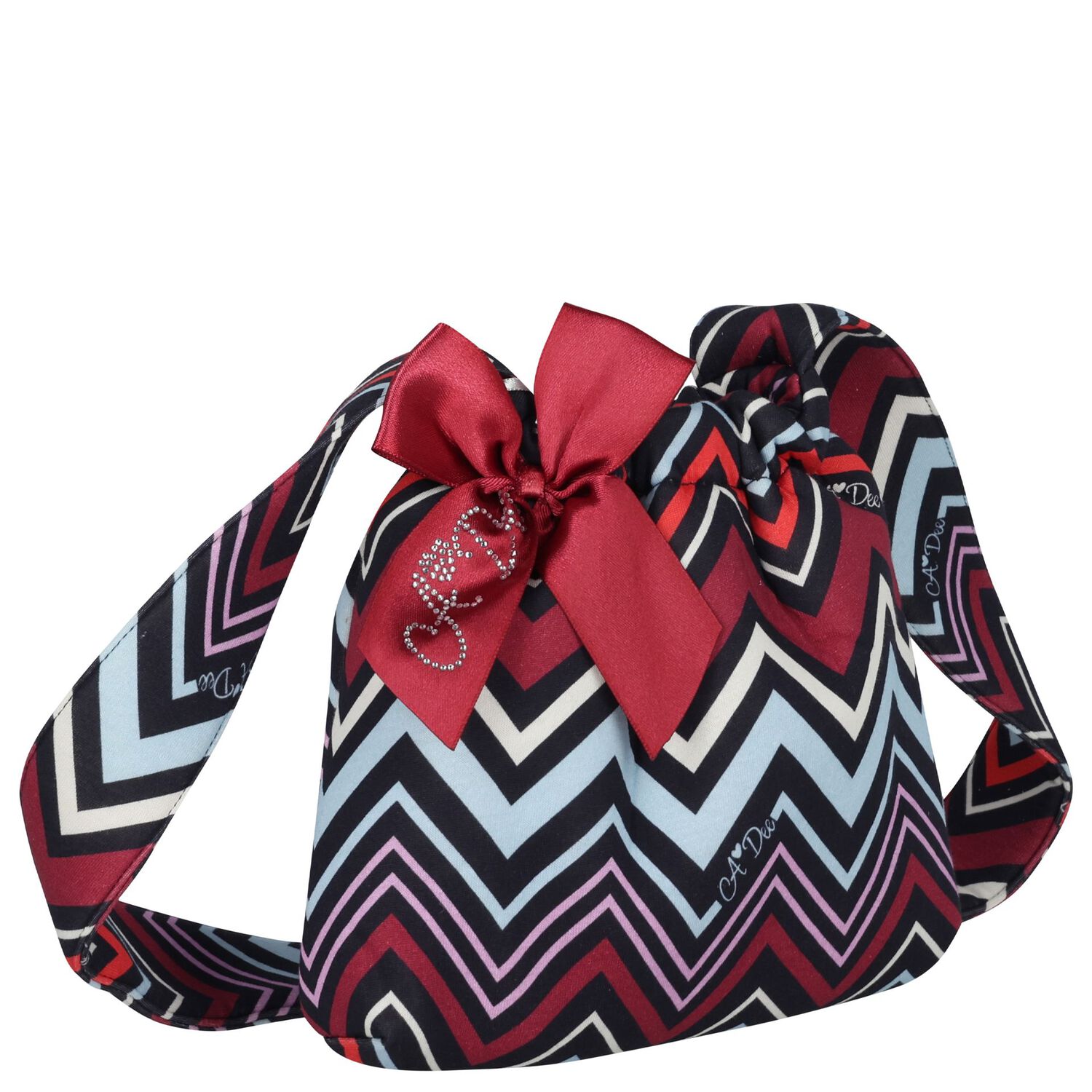 Girls Multi-Coloured Bow Zig Zag Handbag ( 17cm ), 1, hi-res